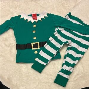 Carter's Green and White Elf Pajamas